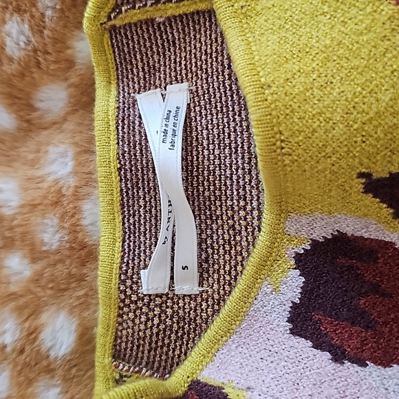 NWT Anthropologie The Beatriz Mock Neck Sweater Chartreuse Floral Size Small - Picture 5 of 7